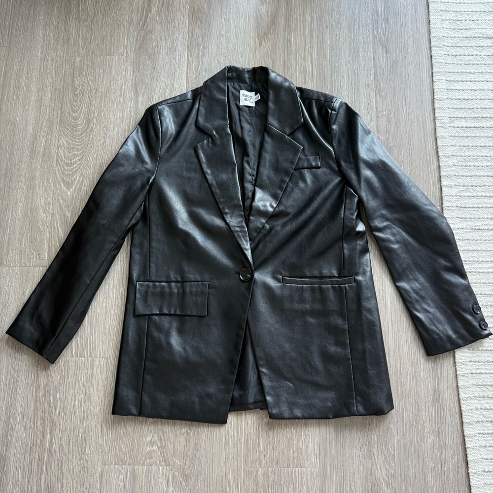 Princess Polly Black Oversized Faux Leather Blazer Jacket